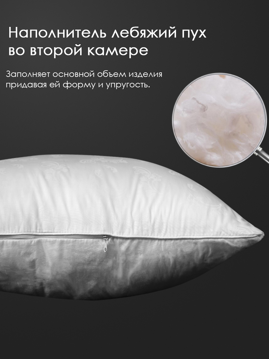Подушка бамбук, заменитель лебяжьего пуха тк хлопковая Реноме