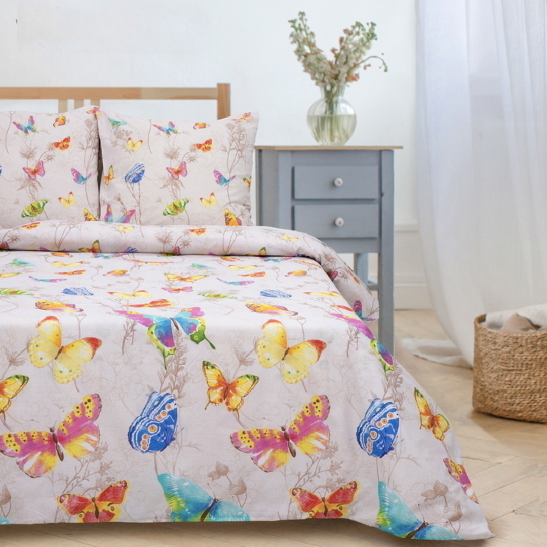 КПБ семейный поплин Этель <Бабочки, Скидка>