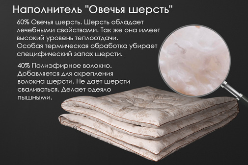 Одеяло овечья шерсть тк поплин Реноме