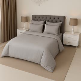 КПБ сатин однотонный Темно-синяя коллекция с простыней на резинке Реноме 