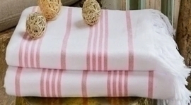 Полотенце-пештемаль хлопок/махра Полосы Сафия Хоум, 3010 бело-розовый 