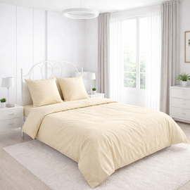 КПБ поплин однотонный Оливковая коллекция с простыней на резинке Реноме 